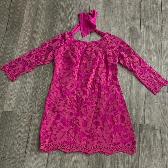 Lilly Pulitzer Bright Pink Lace Mini Dress - Picture 3 of 14